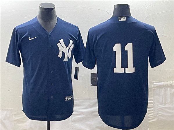 Men's New York Yankees #11 Anthony Volpe Navy Cool Base Stitched Baseball Jersey
